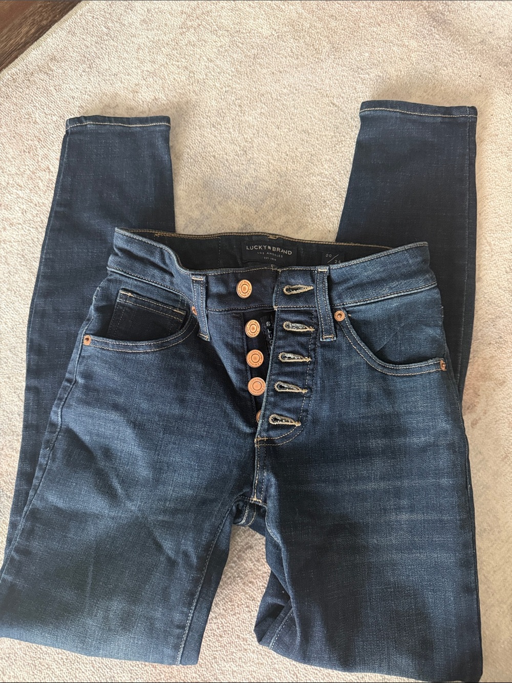 Lucky Brand Dark Indigo High-Rise Button-Fly Jeans
